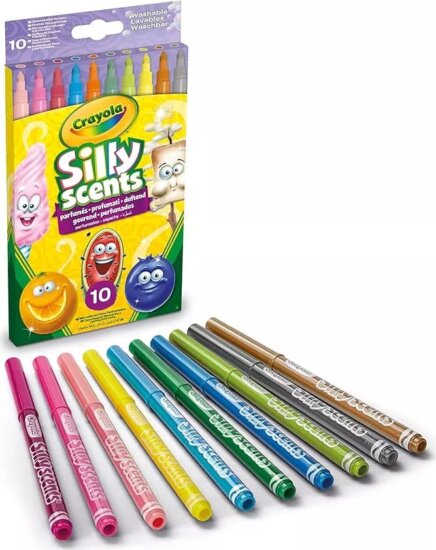 Crayola Silly Scents, Illatos, vékony filctoll készlet, 10 db-os Crayola Silly Scents, Illatos, vékony filctoll készlet, 10 db-os