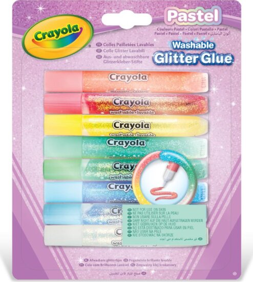 Crayola, Pasztell csillámos ragasztó, 8 db