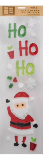 Ablakzselé Mikulás és HOHOHO mintákkal, 15 x 50 cm