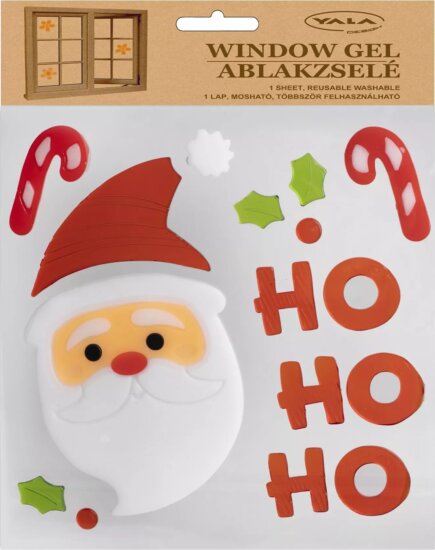 Ablakzselé Mikulás és HOHOHO mintákkal, 20 x 25 cm