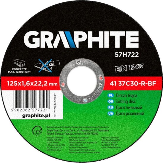 Graphite 57H722 kőzet vágókorong, 125mm