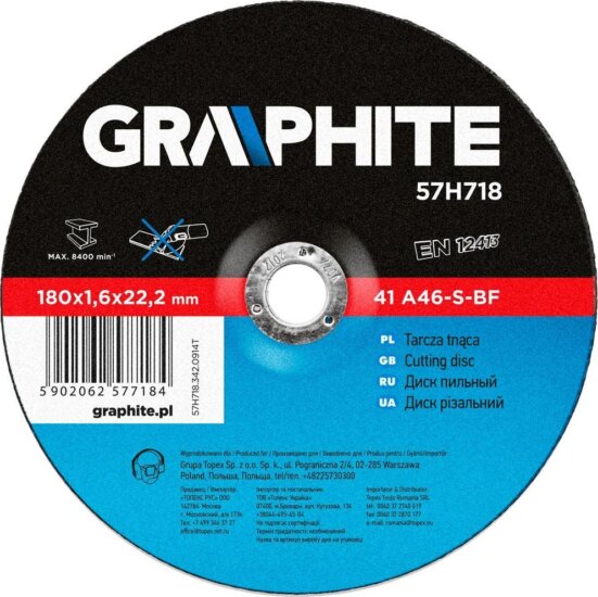 Graphite 57H718 fém vágókorong, 180mm