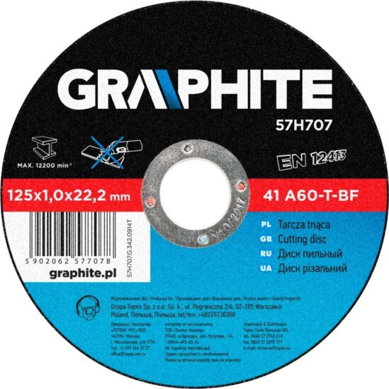 Graphite 57H707 fém vágókorong, 125mm Graphite 57H707 fém vágókorong, 125mm