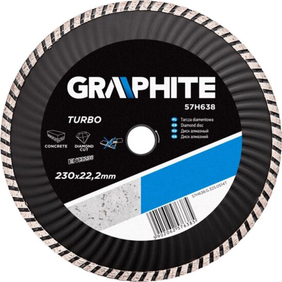 Graphite 57H638 turbo gyémántvágó, 230mm, hűtőbordás Graphite 57H638 turbo gyémántvágó, 230mm, hűtőbordás