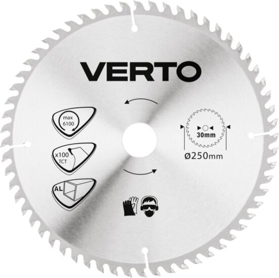 Verto 61H108 körfűrészlap, 250mm, Z100, aluminium Verto 61H108 körfűrészlap, 250mm, Z100, aluminium