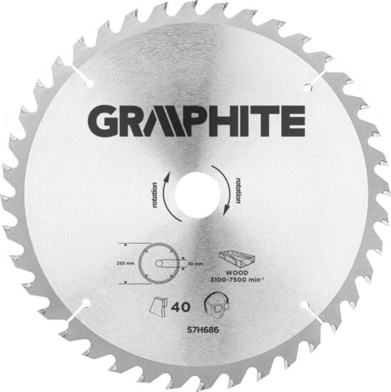 Graphite 57H686 körfűrészlap, 255mm, Z40