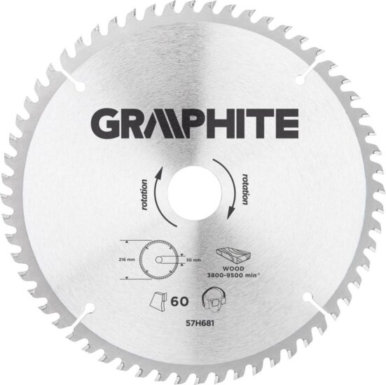 Graphite 57H681 körfűrészlap, 216mm, Z60 Graphite 57H681 körfűrészlap, 216mm, Z60