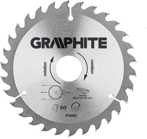 Graphite 57H660 körfűrészlap, 160mm, Z30