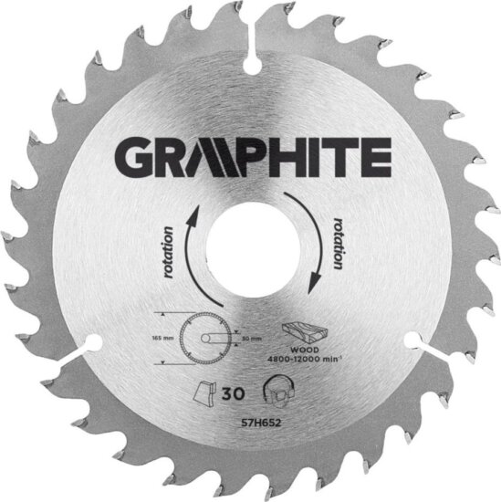 Graphite 57H652 körfűrészlap, 165mm, Z30 Graphite 57H652 körfűrészlap, 165mm, Z30