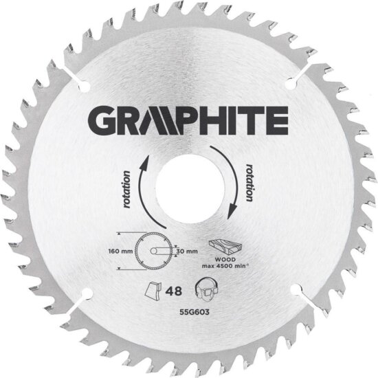 Graphite 55H603 körfűrészlap, 160mm, Z48, keményfém Graphite 55H603 körfűrészlap, 160mm, Z48, keményfém