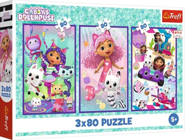 Trefl, Gabi színes napjai puzzle 3 az 1-ben, 80 darabos