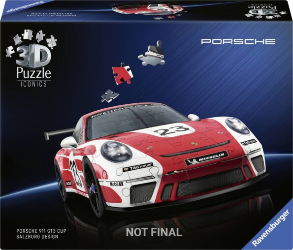 Ravensburger, 3D Porsche 911 GT3 Kupa Salzburg Design puzzle, 108 darabos Ravensburger, 3D Porsche 911 GT3 Kupa Salzburg Design puzzle, 108 darabos