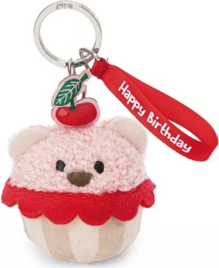 NICI, Happy Birtday Muffin maci plüss kulcstartó, 7 cm