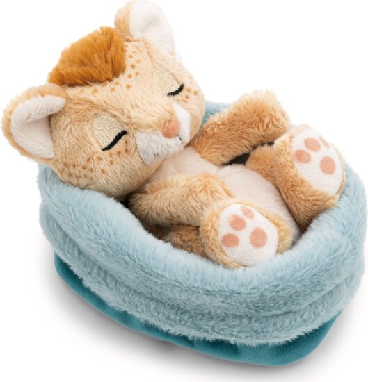 NICI, Alvó oroszlán plüssfigura kosárban, 12 cm NICI, Alvó oroszlán plüssfigura kosárban, 12 cm