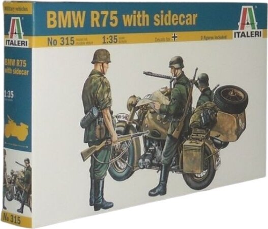 Italeri, BMW R75 Oldalkocsis motorkerékpár makett, 1:35 Italeri, BMW R75 Oldalkocsis motorkerékpár makett, 1:35