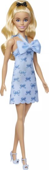 Barbie Fashionista, Barátnők stílusos divatbaba kék masnis ruhában