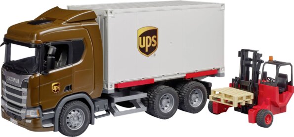 Bruder Scania UPS teherautó targoncával Bruder Scania UPS teherautó targoncával