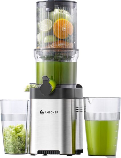 Amzchef CE-ZM1902M-SV lassú gyümölcsprés, 250W, ezüst Amzchef CE-ZM1902M-SV lassú gyümölcsprés, 250W, ezüst