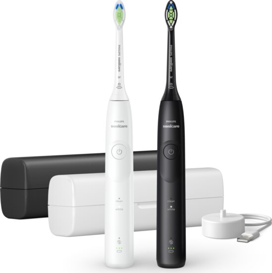 Philips Sonicare 5500 Series elektromos fogkefe dupla csomag, Fekete-Fehér