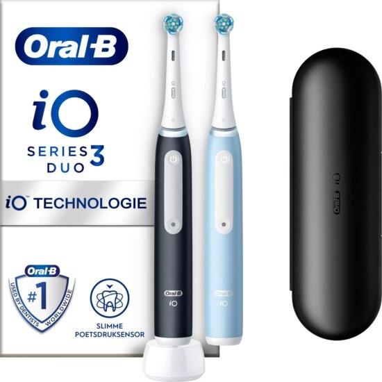 Oral-B iO Series 3N Matt Black + Ice Blue dupla elektromos fogkefe, Fekete-Kék