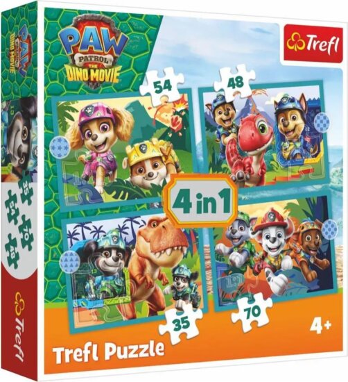 Trefl, Mesék a Dínó-szigetről puzzle, 4 az 1-ben, 35, 48, 54, 70 darabos