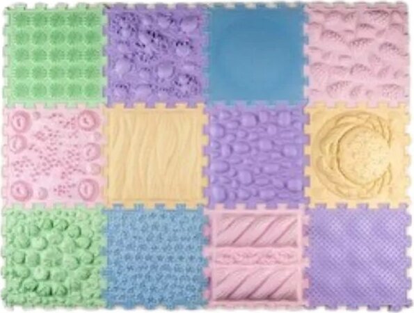 Ortho Puzzle, Ortopédiai masszázs szőnyeg szett, 12 db-os, Macaroons