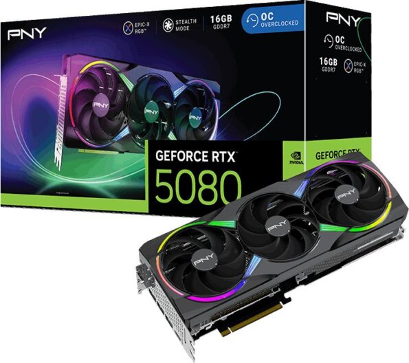 PNY GeForce RTX 5080 ARGB OC 16GB GDDR7 videókártya PNY GeForce RTX 5080 ARGB OC 16GB GDDR7 videókártya