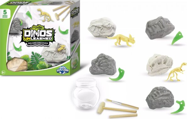 5 az 1-ben kincskereső régész szett, dinoszauruszok