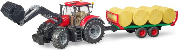 Bruder, Játék traktor homlokrakodóval és bálaszállító pótkocsival