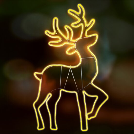 Home NEON 4 LED-es fém szarvas figura, 55 x 94 cm