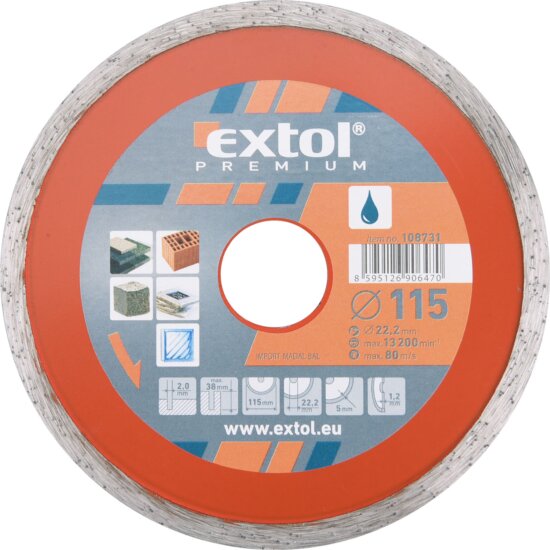 Extol Premium gyémánt vágókorong csempevágáshoz, 115mm Extol Premium gyémánt vágókorong csempevágáshoz, 115mm