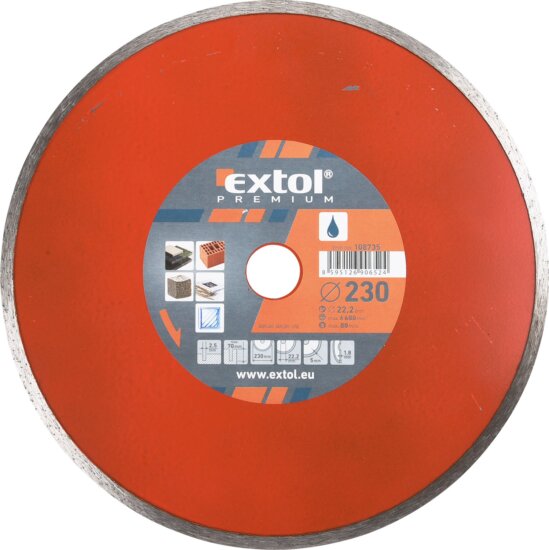Extol Premium gyémánt vágókorong csempevágáshoz, 230mm