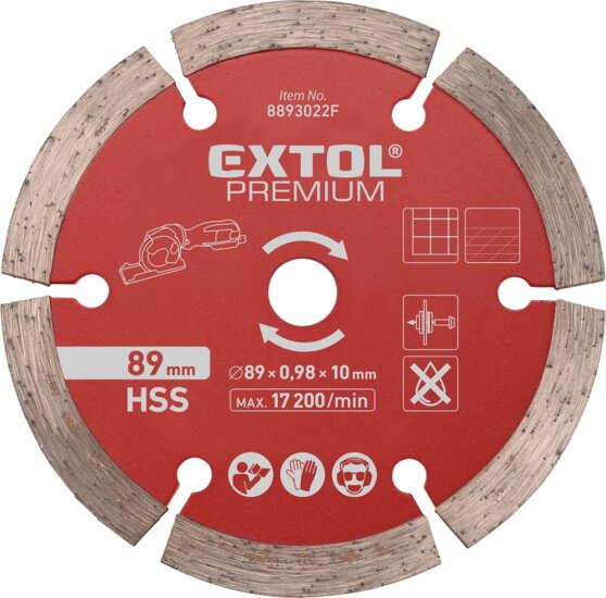 Extol Premium gyémánt vágókorong mini körfűrészhez, 89mm