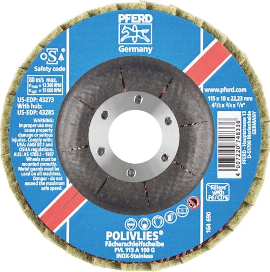 PFERD Polivlies PVL 115 A lamellás csiszoló korong, 115mm, G100, 5 db PFERD Polivlies PVL 115 A lamellás csiszoló korong, 115mm, G100, 5 db