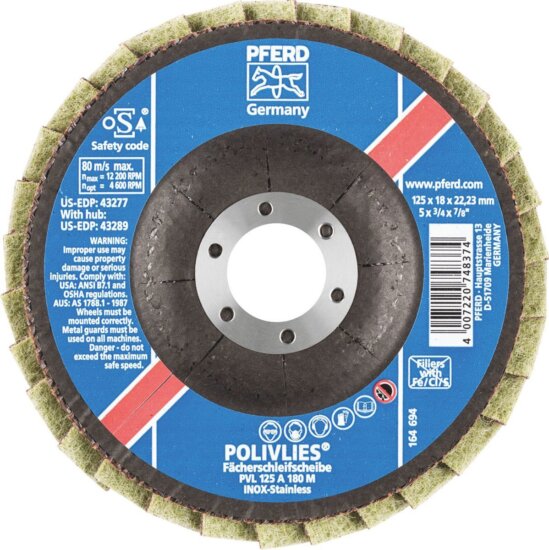 PFERD Polivlies PVL 125 A lamellás csiszoló korong, 125mm, M180, 5 db PFERD Polivlies PVL 125 A lamellás csiszoló korong, 125mm, M180, 5 db