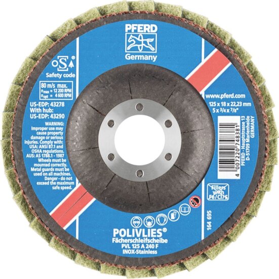 PFERD Polivlies PVL 125 A lamellás csiszoló korong, 125mm F240, 5 db PFERD Polivlies PVL 125 A lamellás csiszoló korong, 125mm F240, 5 db