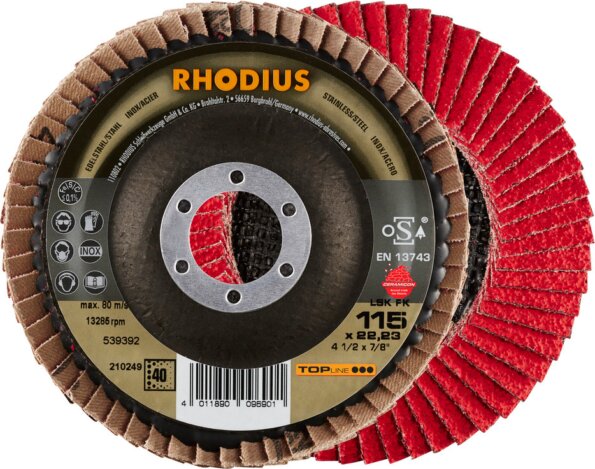 Rhodius LSK FK lamellás csiszoló korong, 115mm, P40 Rhodius LSK FK lamellás csiszoló korong, 115mm, P40