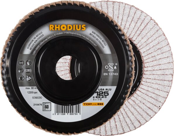 Rhodius LGA ALU lamellás csiszoló korong, 125mm, P60 Rhodius LGA ALU lamellás csiszoló korong, 125mm, P60