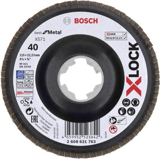 Bosch X571 X-Lock Best for Metal lamellás csiszoló korong, 115mm, K40 Bosch X571 X-Lock Best for Metal lamellás csiszoló korong, 115mm, K40