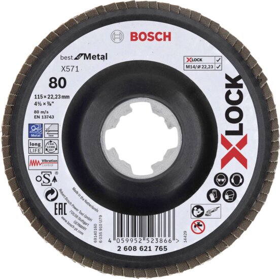 Bosch X571 X-Lock Best for Metal lamellás csiszoló korong, 115mm, K80 Bosch X571 X-Lock Best for Metal lamellás csiszoló korong, 115mm, K80