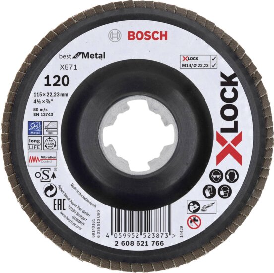 Bosch X571 X-Lock Best for Metal lamellás csiszoló korong, 115mm, K120 Bosch X571 X-Lock Best for Metal lamellás csiszoló korong, 115mm, K120