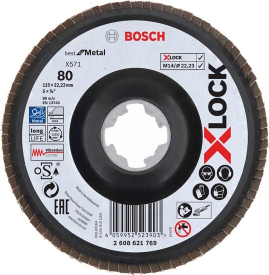 Bosch X571 X-Lock Best for Metal lamellás csiszoló korong, 125mm, K80 Bosch X571 X-Lock Best for Metal lamellás csiszoló korong, 125mm, K80