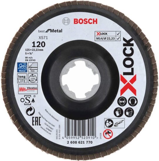 Bosch X571 X-Lock Best for Metal lamellás csiszoló korong, 125mm, K120