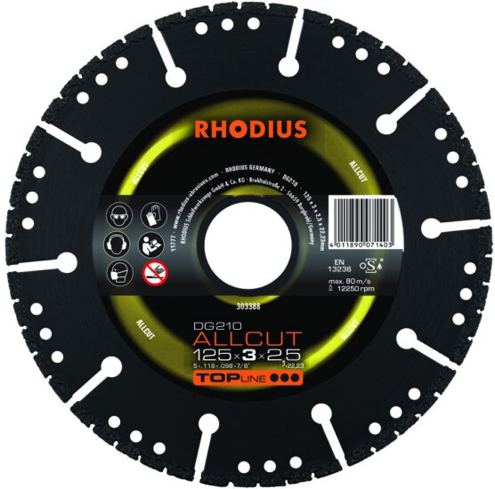 Rhodius DG210 AllCut gyémánt vágókorong, 125mm Rhodius DG210 AllCut gyémánt vágókorong, 125mm