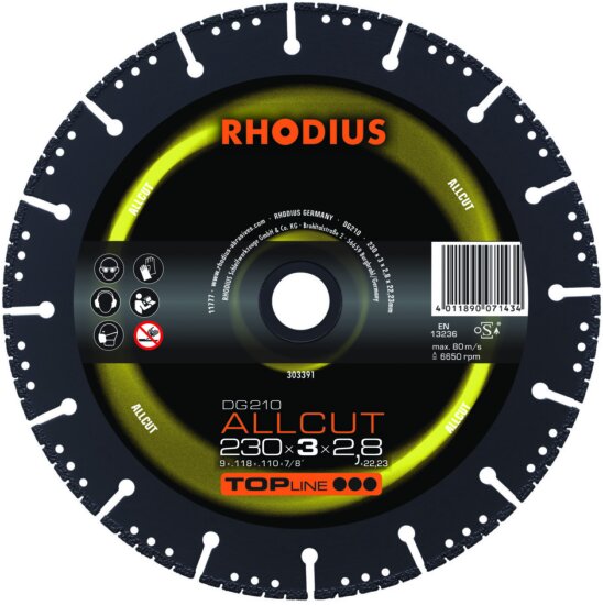 Rhodius DG210 AllCut gyémánt vágókorong, 230mm