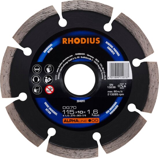 Rhodius DG70 gyémánt vágókorong, 115mm Rhodius DG70 gyémánt vágókorong, 115mm