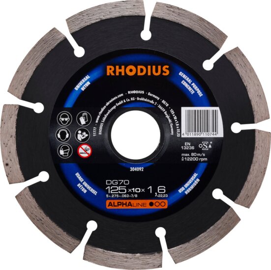 Rhodius DG70 gyémánt vágókorong, 125mm Rhodius DG70 gyémánt vágókorong, 125mm