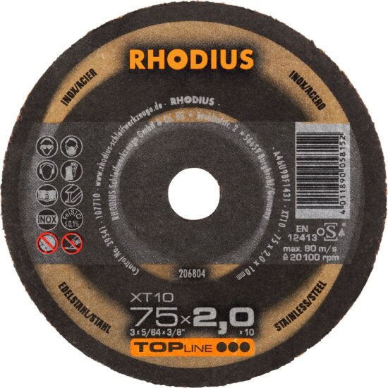 Rhodius XT10 Mini fém vágókorong, M10, 75mm, 2mm