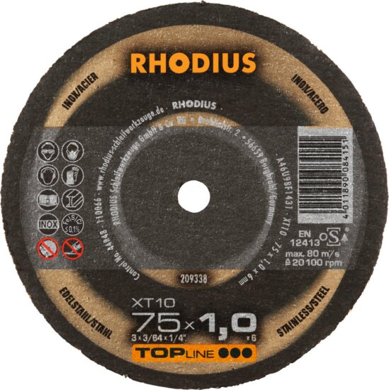 Rhodius XT10 Mini fém vágókorong, M6, 75mm, 1mm