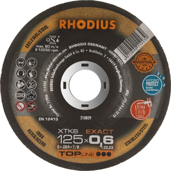 Rhodius XTK6 EXACT hajlított fém vágókorong, 125mm